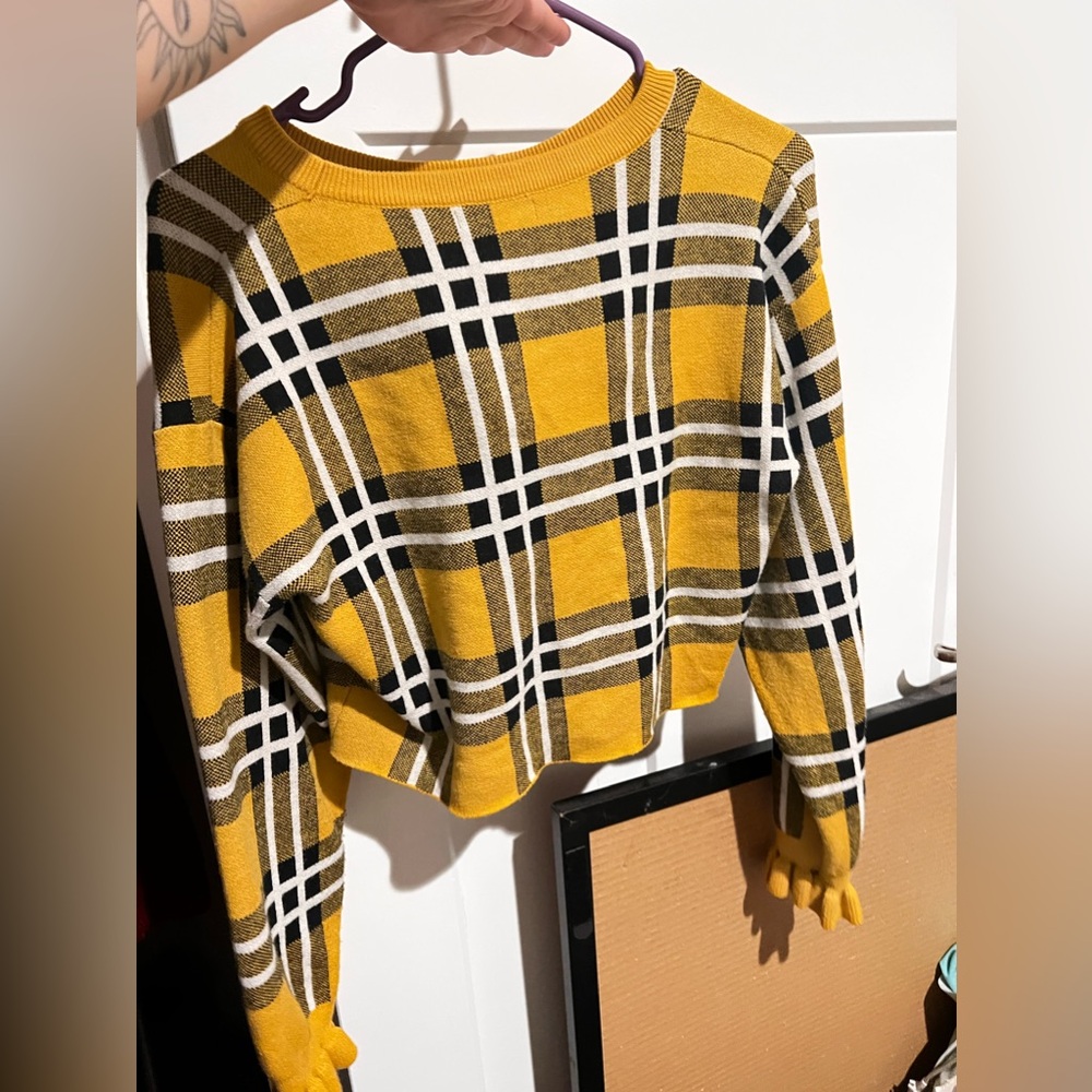 plaid sweater and skirt set